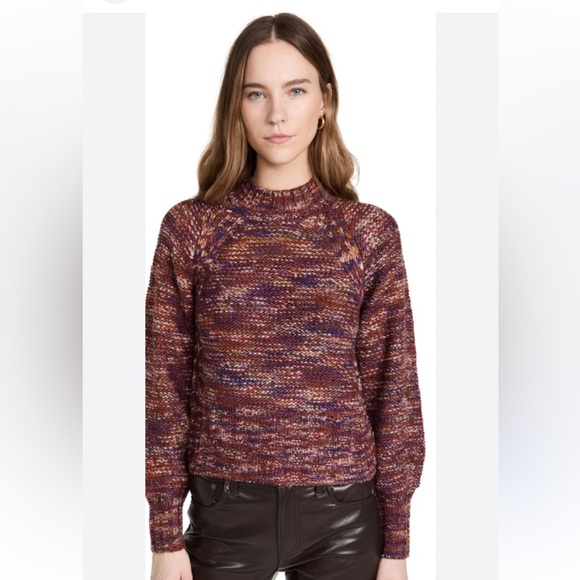 VERONICA BEARD Malie Marled Wool Blend Sweater Small Mock Neck Crew Neck - Picture 1 of 11